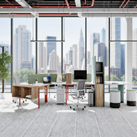 Système de cloisonnement linéaire modulaire, espace de travail de bureau ouvert moderne et écologique, certifié, cadre en MFC blanc, pièce insonorisée