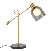 Kap Lampu Kaca Nordic dengan Dasar Marmer Logam Lampu Meja Kamar Tidur Hotel