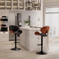 Tabouret de bar pivotant moderne en cuir PU et liège, hauteur et repose-pieds réglables pour salle à manger, extérieur, salon