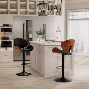 <span class=keywords><strong>Tabouret</strong></span> de <span class=keywords><strong>bar</strong></span> pivotant moderne en cuir PU et liège, hauteur et repose-pieds réglables pour salle à manger, extérieur, salon - Product Image 4