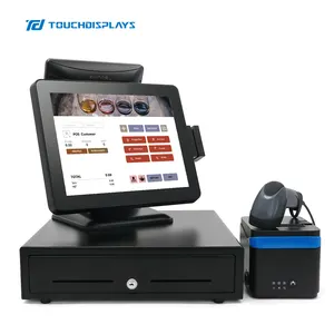 TouchDisplays 15 pouces restaurant double écran hors ligne carte balayage terminal pos machine