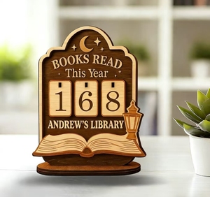Meilleures ventes : Comptoir de livres en bois, Panneau en bois pour enregistrement de lecture, Présentoir mini-étagère en bois simple face - Product Image 4