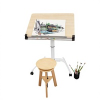 Bureau mobile en bois d'érable réglable en hauteur pour la peinture à l'huile, planche à dessin pour architectes, chevalet rabattable (bureau)