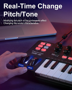 Clavier <span class=keywords><strong>MIDI</strong></span> USB portable professionnel Flatsons KB-25 à 25 touches avec 8 pads de batterie pour studio de musique - Product Image 2