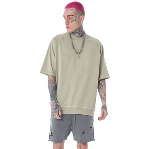 T-shirt surdimensionné personnalisé en coton épais 100 % pour homme, col montant, qualité supérieure, coupe ample et structurée, modèle vierge de luxe - Product Image 1