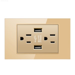 Prise américaine 15A, interrupteur standard américain 110V, panneau en verre, adaptateur de prise murale pour appareils électroménagers, double prise murale USB. - Product Image 6