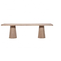 Table à manger rectangulaire en bois naturel avec base conique pour salle à manger