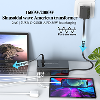 Transformateur de tension Foxcan 1600W, convertisseur de voyage double AC à onde sinusoïdale, 220V vers 110V, multiprise pour sèche-cheveux Dyson