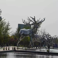 Sculpture de cerf en acier inoxydable creux de grande taille pour extérieur, statue d'animal en métal personnalisée pour jardin, décoration paysagère de pelouse