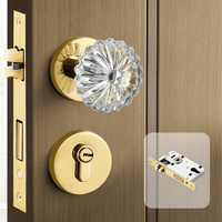 Kunci Pintu Magnetik Kristal Mewah Gaya Prancis dengan Gagang Tuas Logam untuk Kamar Tidur, Kamar Mandi, Pintu Interior Hotel (Modern)