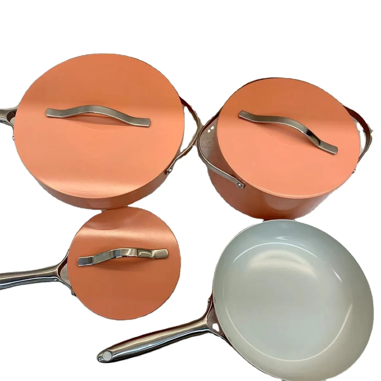 popular Tiktok Ceramic pots and pans with Lid, Extra Strong Cookware, colorful design casserole