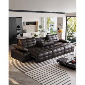 Artificial Leather Sectional Corner Sofa Bed Furniture Set Modern Design Massage Adjustable Features Compact for <b>Small</b> Spaces - Product Image 6
