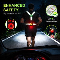 Lampe de course LED rechargeable étanche IPX6 personnalisée avec double sangle, gilet de sécurité réfléchissant, lumière de poitrine LED d'avertissement nocturne