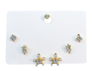 Set di orecchini con zirconi Golden Star per donna, borchie in lega con perle finte, gioielli di moda in stile francese - Product Image 1