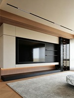 Meuble TV minimaliste en aluminium pour salon avec rangement personnalisé pour appartement, hôtel, villa, design moderne, résistant à la rouille et à l'eau