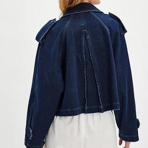 Chaqueta vaquera corta de manga larga OEM 2025 para mujer, estilo motociclista, con cuello vuelto y botones, para primavera y otoño - Product Image 3