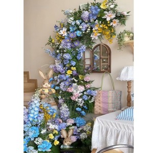 Ensemble <span class=keywords><strong>de</strong></span> café décoration <span class=keywords><strong>de</strong></span> fenêtre pour une utilisation en intérieur Monet Garden Style français mariage en plein air décoratif fausses fleurs et plante verte - Product Image 1