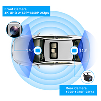 Caméra embarquée double objectif 4K avec enregistreur vidéo, Wi-Fi intégré, GPS intégré, écran IPS 2 pouces, grand angle 170 degrés, vision nocturne WDR, étanche, application
