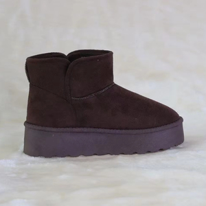 Лидер продаж, Женские Классические Теплые мягкие удобные темно-коричневые замшевые зимние сапоги на платформе, увеличивающие рост, повседневные зимние сапоги - Product Image 1