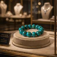 Bracelet de yoga et de guérison durable en perles de verre bleu paon faites à la main, diamètre 20 mm, vente en gros