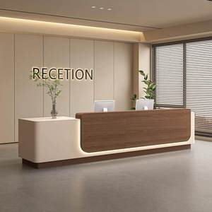 Comptoir d'accueil LED moderne et minimaliste, résistant aux taches, pour bureau, hôtel, centre commercial - Product Image 1