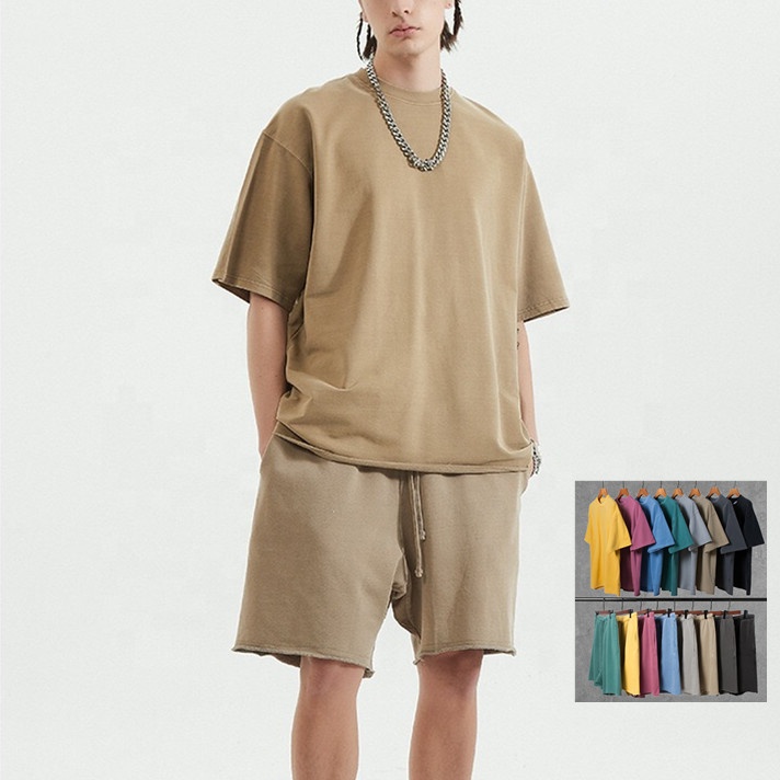Plain Big Wholesale T Shirts Short Set 