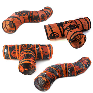 Tunnel pliable pour chat sur le thème d'Halloween, <span class=keywords><strong>tube</strong></span> de jeu pliable en forme de S pour animaux de compagnie, idéal pour les fêtes de Noël des chatons - Product Image 5