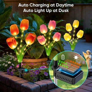 Luci Solari a Tulipano NESSTU per Esterni, Set da 3, Luci da Giardino a Fiore Solari con Steli Pieghevoli, Impermeabili IP65, 800mAh, 12 Ore di Illuminazione per Giardino - Product Image 3