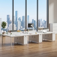 Poste de travail de bureau individuel moderne en bois avec cloison de séparation pour employés, ensemble de mobilier de bureau blanc