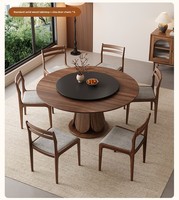 Ensemble de table et chaises rondes de style moderne minimaliste en bois massif avec plateau rotatif, haut de gamme, adapté à la maison et aux hôtels