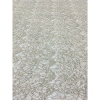 Tissu en dentelle brodée avec appliques de sequins et perles, décorations florales, motif élégant, matière polyester, largeur 122 cm, printemps/été