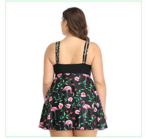 Costume da Bagno con Stampa Fenicotteri Nero Due Pezzi Tankini Taglie Forti Vintage con Pantaloni 2024 Abbigliamento da Spiaggia - Product Image 5