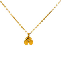 Bonito collar de acero inoxidable chapado en oro de 18 quilates, resistente al agua, con letras de hojaldre, joyería con letra inicial de burbuja 3D, colgante con nombre