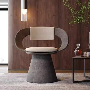 Sillón giratorio minimalista moderno con cojín para restaurante o dormitorio, en negro, rojo, marrón y gris, XMC25110701 - Product Image 4