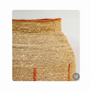 Cesta de almacenamiento de algas marinas de Yute natural plegable y ligera con asas para juguetes de lavandería plantas o especias de estilo moderno - Product Image 1