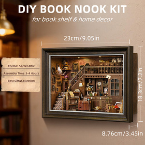Collection Créative Loft Secret : Cadre Photo en Bois, Scène de <span class=keywords><strong>Maison</strong></span> Miniature DIY, Blocs de Construction 3D, Jouet d'Assemblage Fait Main, Décoration - Product Image 2