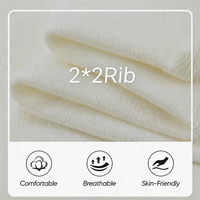 Tela de Punto Acanalado 2x2 OEM, 97% Algodón, 3% Elastano, Transpirable, Elástica, de Secado Rápido, de Gran Gramaje, 51 Pulgadas, 350GSM, para Camisetas de Mujer