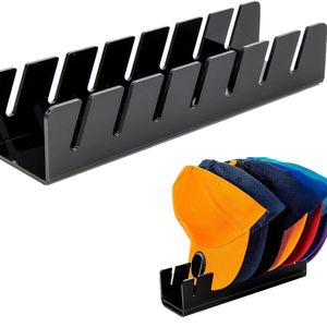 Exhibidor Organizador para el Hogar, Soporte Individual de Acrílico Negro para Gorras, Soporte para 7 Gorras de Béisbol, Fácil de Instalar, Metálico y Duradero - Product Image 1