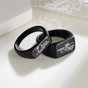 Anneaux de fiançailles, de mariage et de promesse de couleur noire, je t'aime pour toujours, anneaux de roi et de reine pour femmes, hommes, amoureux, ensemble d'anneaux de couple - Product Image 1