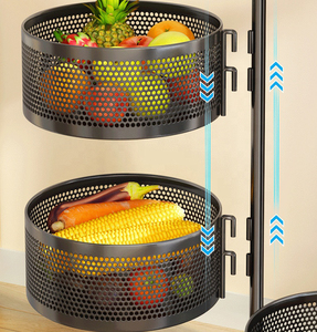 Étagère de rangement rotative à 5 niveaux en métal robuste pour fruits et légumes, chariot de cuisine <span class=keywords><strong>sur</strong></span> roulettes, sans assemblage - Product Image 6