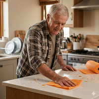 22 Mesh Wiederverwendbare Vliesstoff-Reinigungstücher Rolle Einfarbig - Orange Schnell Absorbierend Schnell Trocknend Küchen- und Haushaltsreinigungstuch
