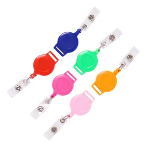 Wholesale Plastic Easy-pull Buckle Button ID Lanyard Name Tag Retractable Buckle Keychain Badge Reel Holder For Nurse Teacher