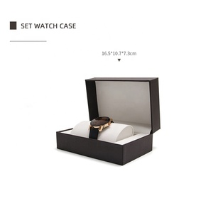 Boîte à montres en cuir PU de luxe, étui de rangement avec logo PU, emballage noir, boîte à montres, boîte de rangement pour bijoux et bracelets - Product Image 5