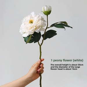 Flores artificiales con dos bordes quemados, peonías y lirios, flores artificiales para decoración de mesa de salón de estilo nórdico, fotografía - Product Image 6