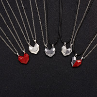 Romantique Saint Valentin Alliage Couple Magnétique Amour Coeur Pendentif Correspondant Collier Amoureux Aimant Souhait Pierre