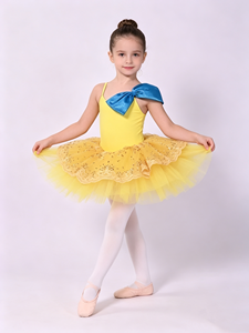 Robe <span class=keywords><strong>tutu</strong></span> de ballet à bretelles spaghetti pour filles, jupe en tulle à paillettes et dentelle, costume de scène pour enfants - Product Image 2