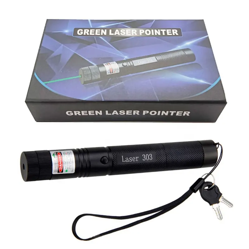 グリーンレーザーポインター303ハイパワースターレーザーライト、18650バッテリーおよびバッテリー充電器付き強力なレーザーポインター