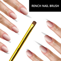 Pinceau plat Kolinsky pour nail art français, dessin acrylique, strass, peinture gel, manche métallique doré, 1 pièce, vente en gros