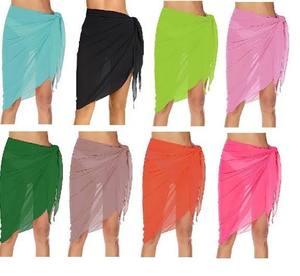 Pareo Sarong Ligero para Mujer, Traje de Baño, Pareo de Playa, Falda para Piscina, Cintura Ajustable con Lazos, para Vacaciones y Viajes - Product Image 3