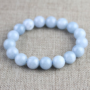 Quartzite Imitation Aquamarine Chalcedony <b>Bracelet</b> 12Mm <b>Ball</b> Shape Gray Blue Stone Crystal Jewelry For Men Women Couples - Product Image 4